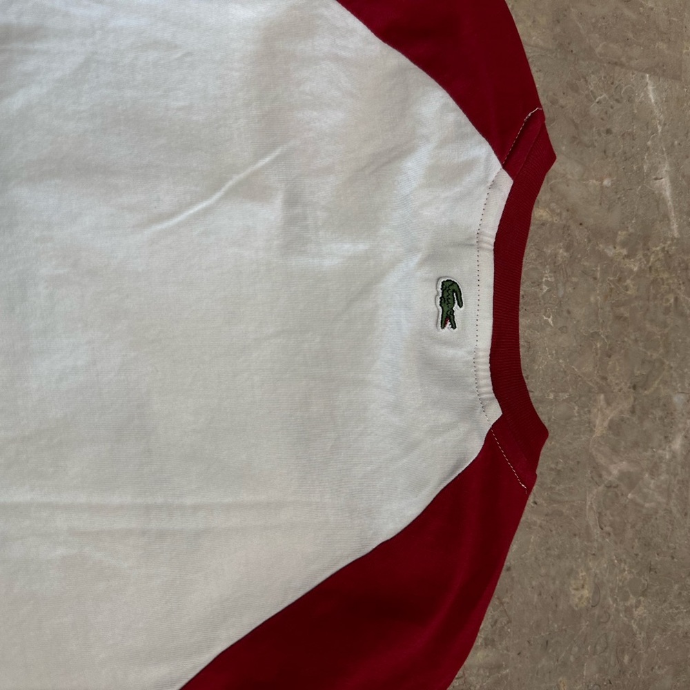 Long sleeve lacoste shirt use color white and red for boys size 8 - Picture 5 of 6